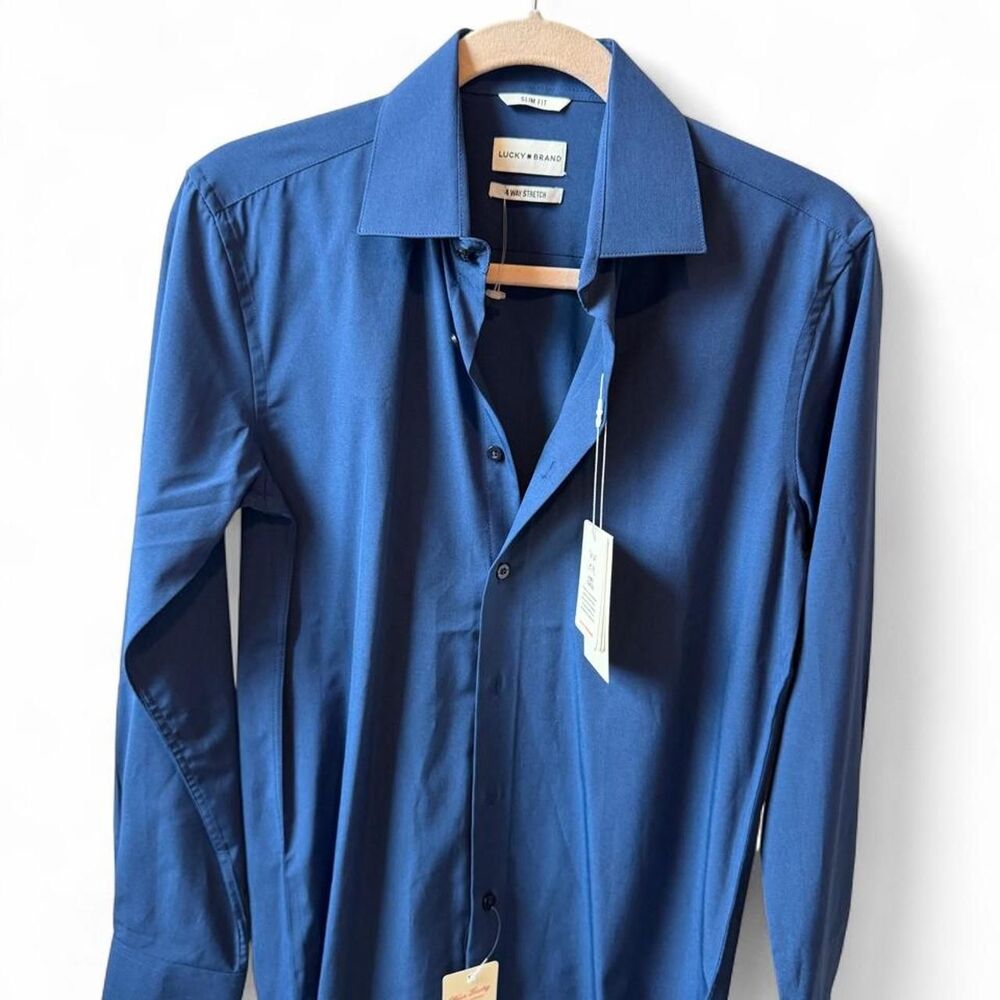 NWT Lucky Brand 4-Way Stretch Navy Shirt